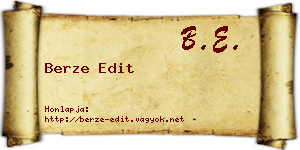 Berze Edit névjegykártya